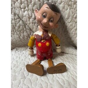 VTG 1939 Pinocchio Jointed Wooden Doll Ideal Novelty & Toy Co-Walt Disney 11”